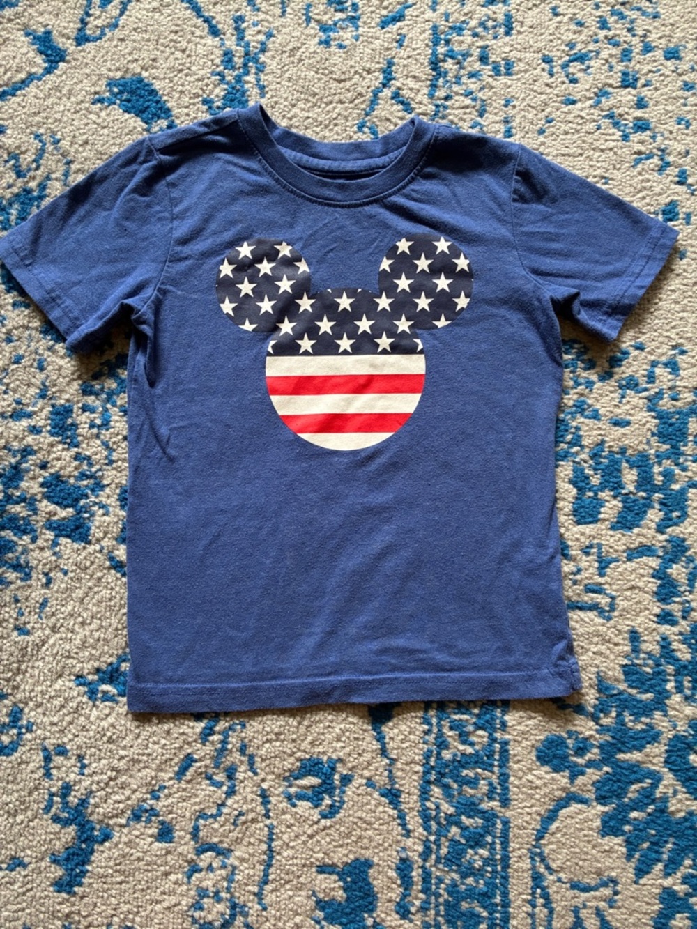 Disney Navy Blue Kids Short-Sleeve Tee with Patriotic Mickey Graphic